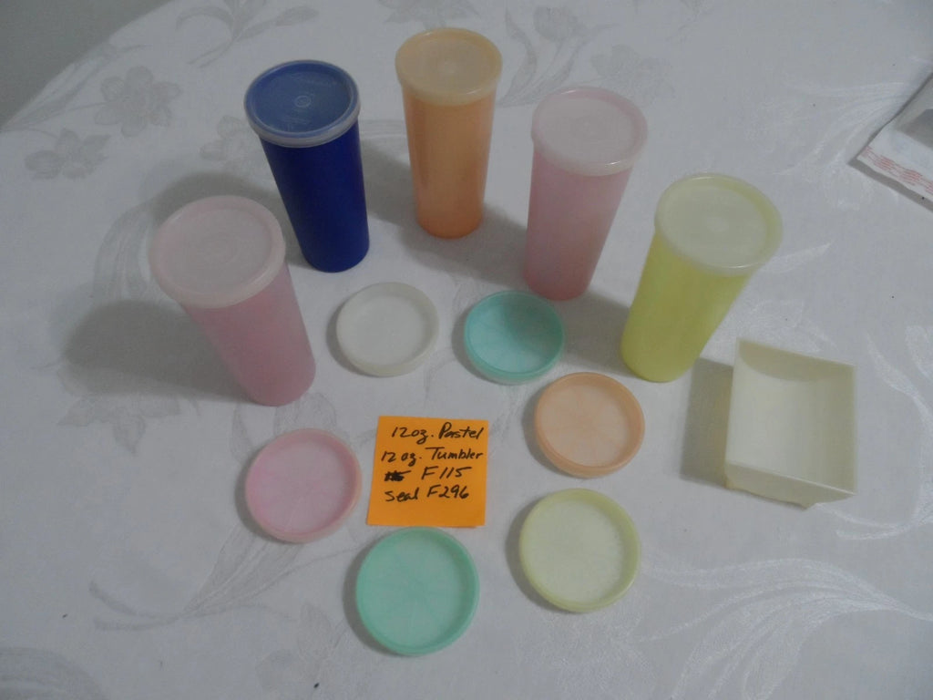 Vintage Tupperware 6" Pastel Tumblers Set of 5 - 12 oz with 6 coasters | eBay