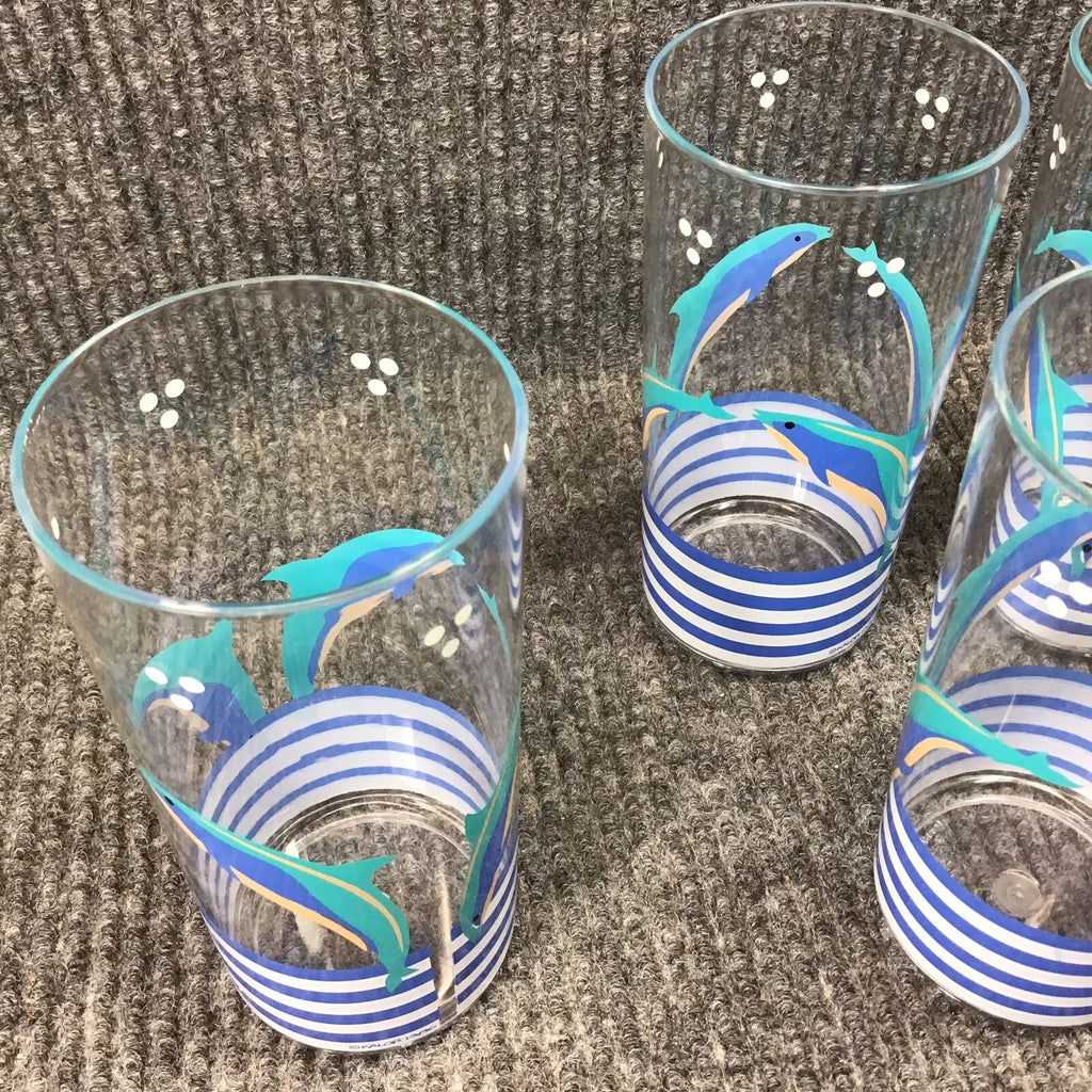 Vtg 1986 Aladdin Kalor 16 oz. Dolphin￼ Design Set Of 4 Acrylic Highball Glasses | eBay