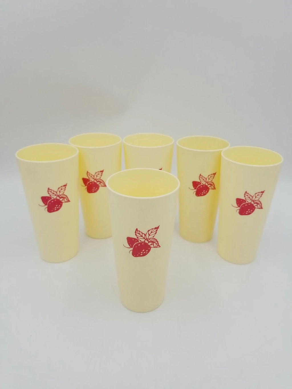 Vintage Nasco Japan Set of 6 Plastic Strawberry Drinking Tumbler Cups Cream/Red | eBay