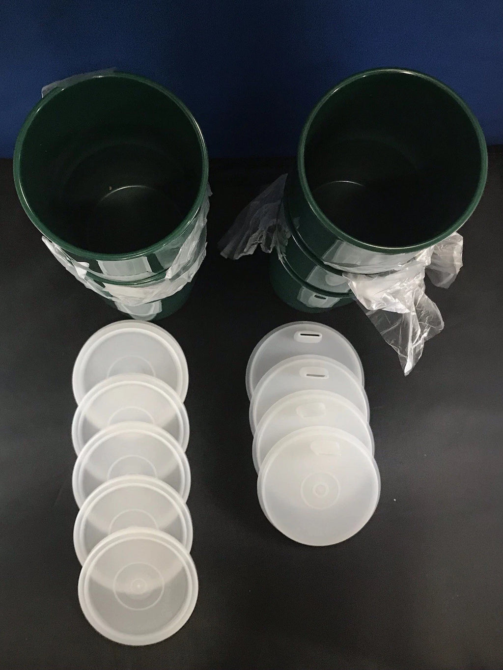 Set OF 6 TUPPERWARE 12oz STACKABLE GREEN TUMBLERS #2412 WITH LIDS And Sippers | eBay