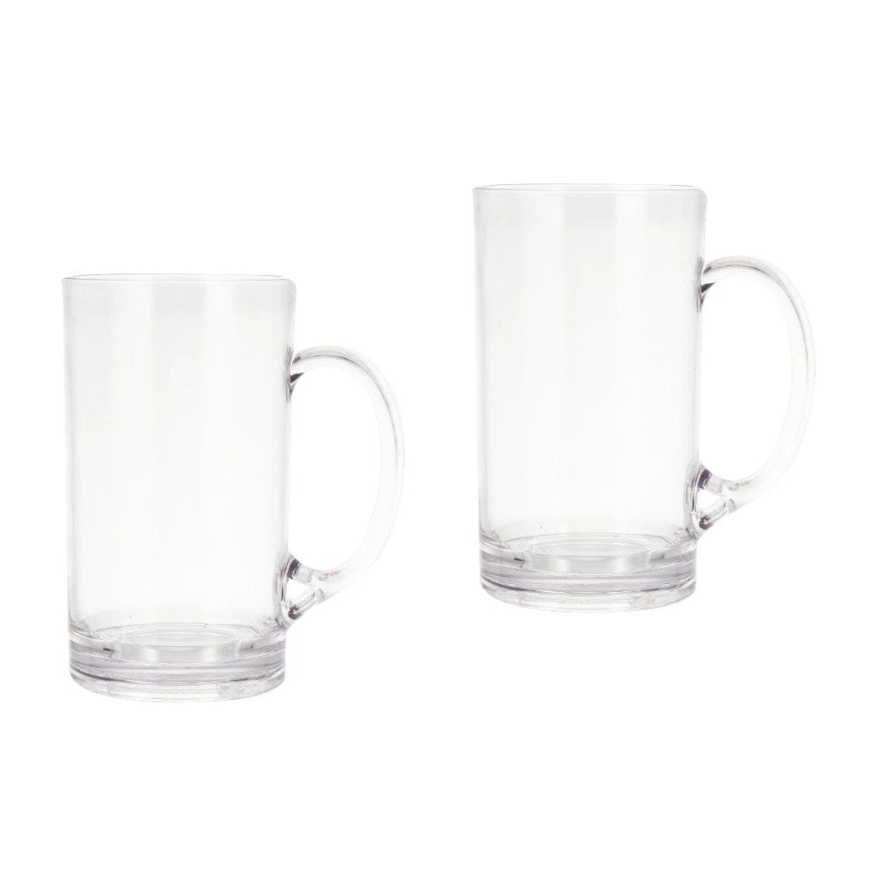 Set of 2 Transparent Beer Mug Tall Mugs with Handle Coffee Clear Drinking Cup | eBay