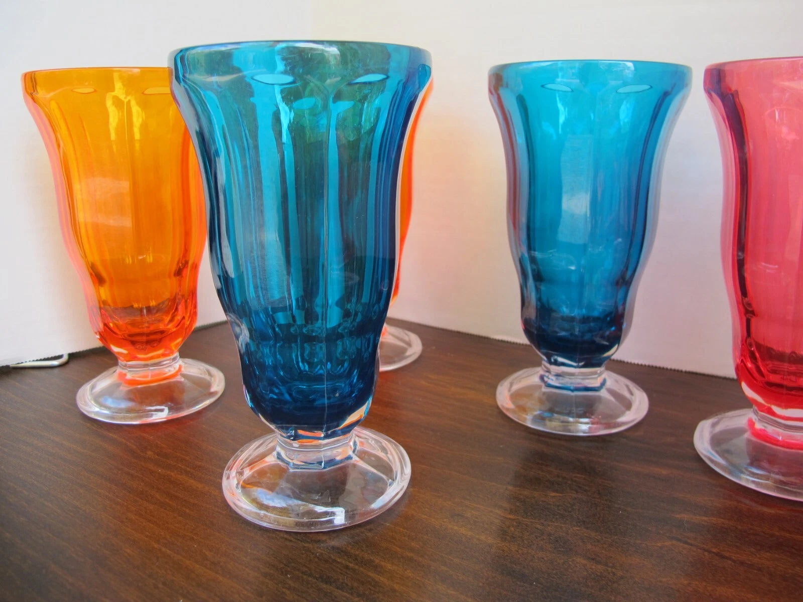 Whimsical Lucite Jewel Toned Tall Set of 6 Ice Cream Parlor Cups | eBay