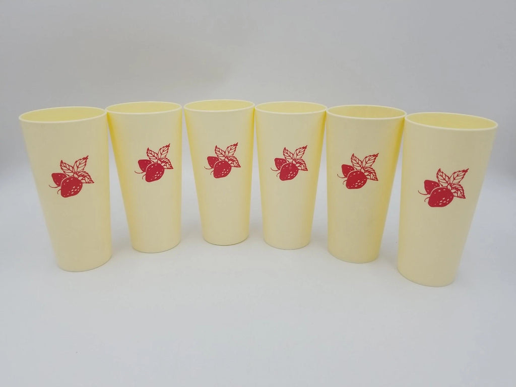 Vintage Nasco Japan Set of 6 Plastic Strawberry Drinking Tumbler Cups Cream/Red | eBay