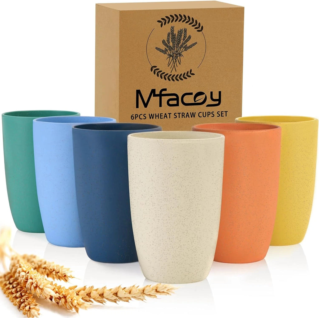 Wheat Straw Cups Set of 6, 12 Oz Unbreakable Drinking, Reusable, Stackable Tumbl | eBay