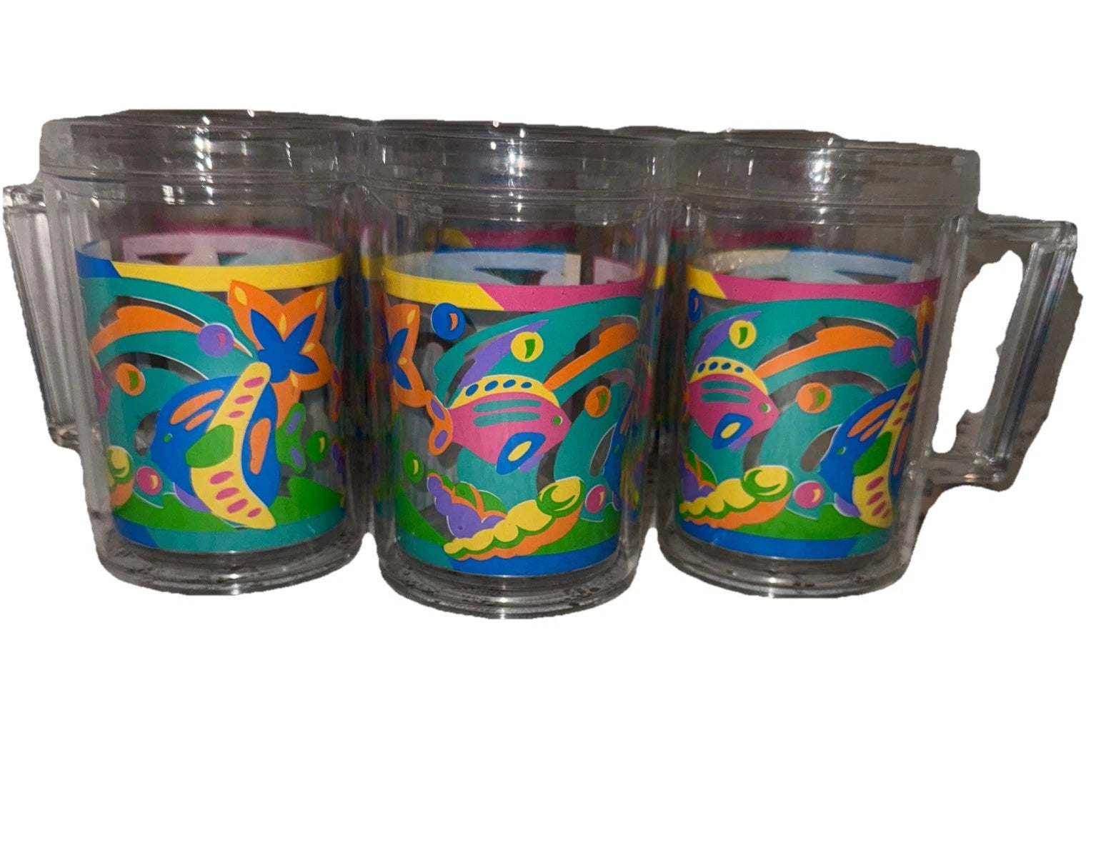 Tropical Fish Double Wall Plastic Tumblers Set Of 6 16 Oz Beach Party | eBay