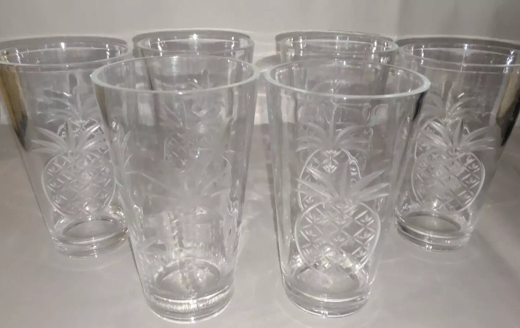 6pc Acrylic 21oz Drinking Glasses Tropical Designs Summer Pineapple | eBay