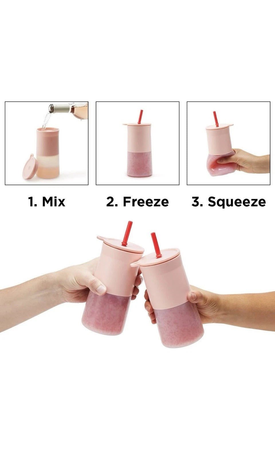 Rabbit Frozen Cocktail Silicone Tumbler, Set of 2, Pink Fill,Freeze,Squeeze,Sip! | eBay