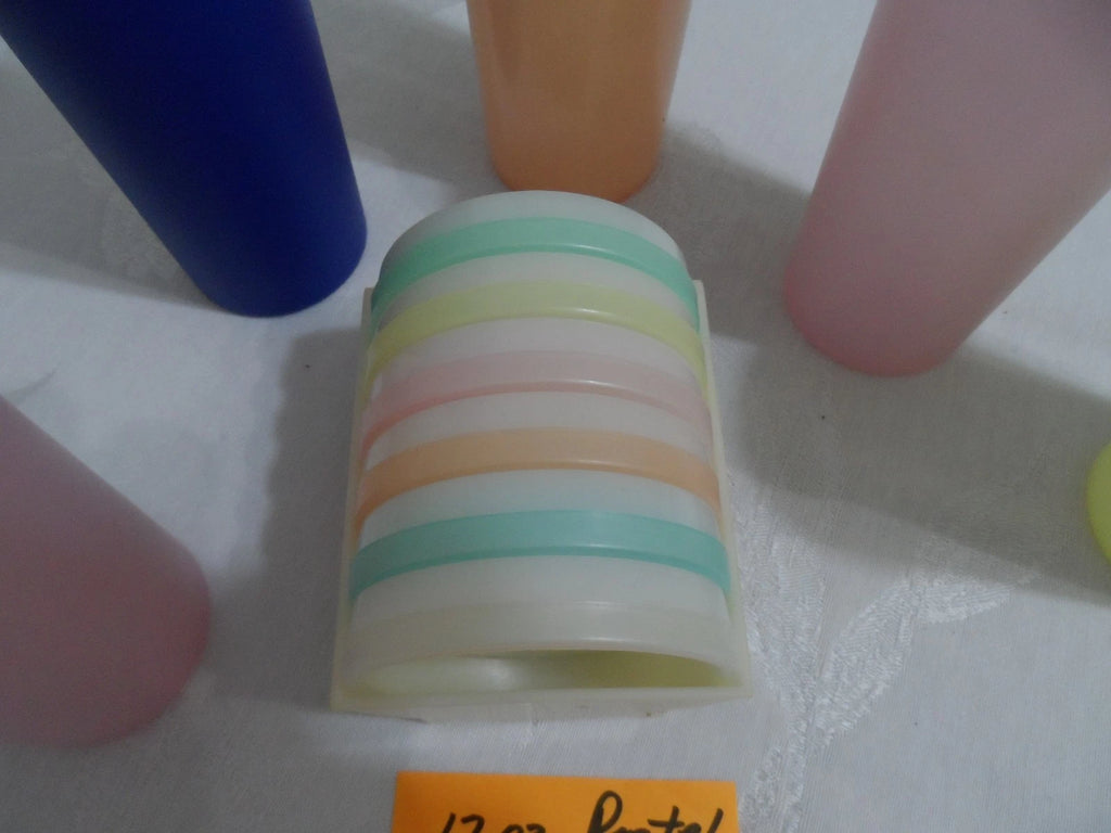 Vintage Tupperware 6" Pastel Tumblers Set of 5 - 12 oz with 6 coasters | eBay