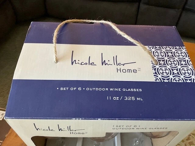 Nicole Miller Home NIB Set of 6 Outdoor Wine Glasses Tritan Plastic Shatterproof | eBay