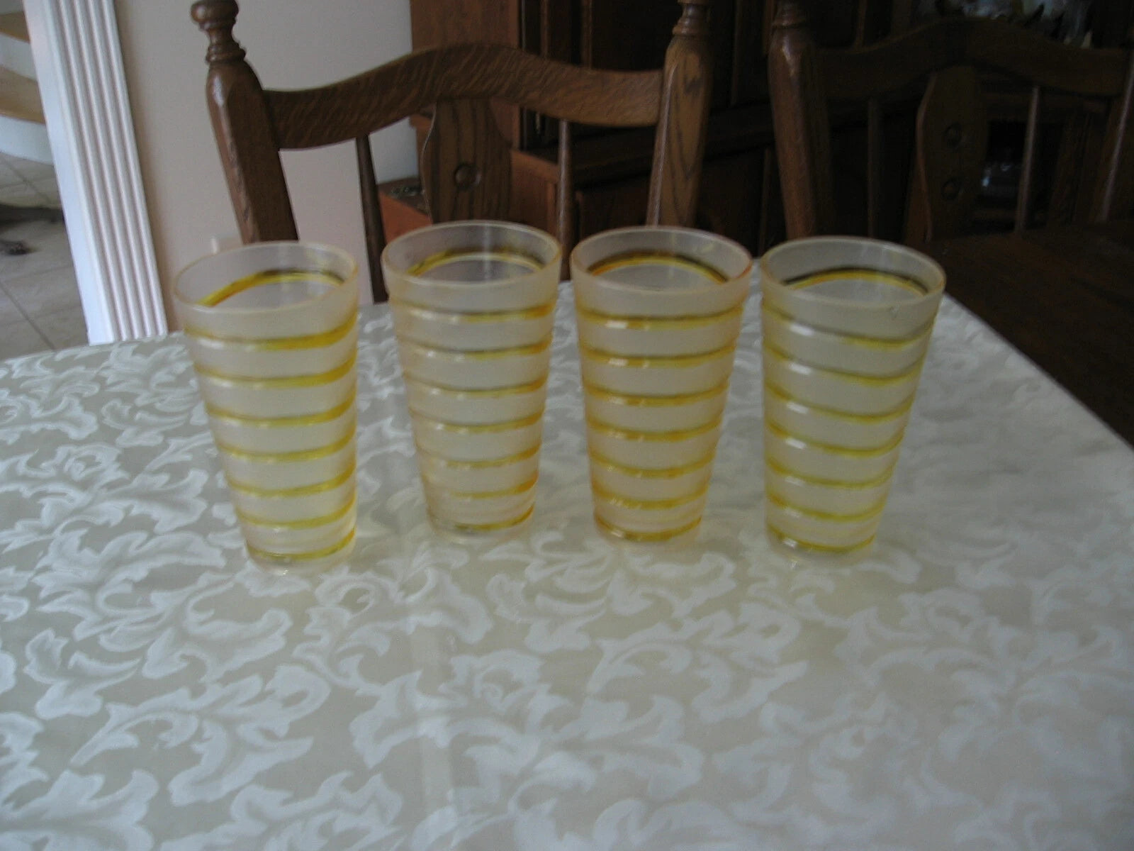 Acrylic Tumbler Drinking Glass Lot of 4 Frosted w/ Horizontal Lines 16 oz Taiwan | eBay