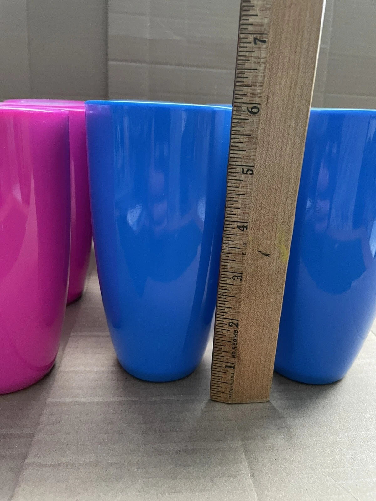 Set of 12 Plastic 6” Pink and Blue w/White Inside-Drinking Cups/Glasses | eBay