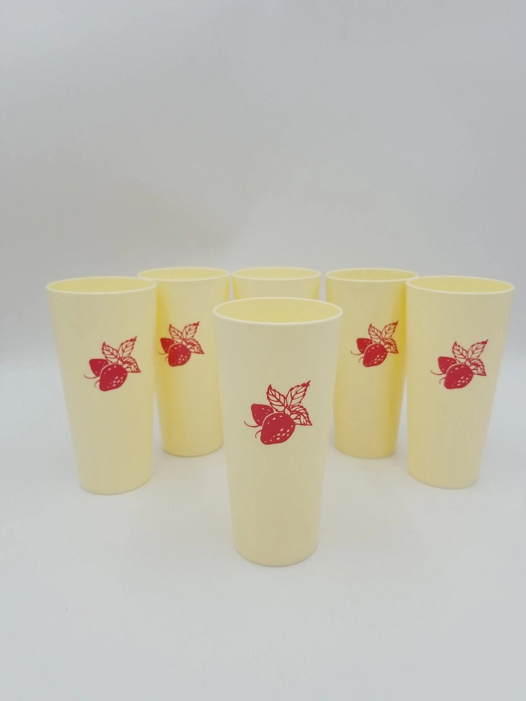 Vintage Nasco Japan Set of 6 Plastic Strawberry Drinking Tumbler Cups Cream/Red | eBay