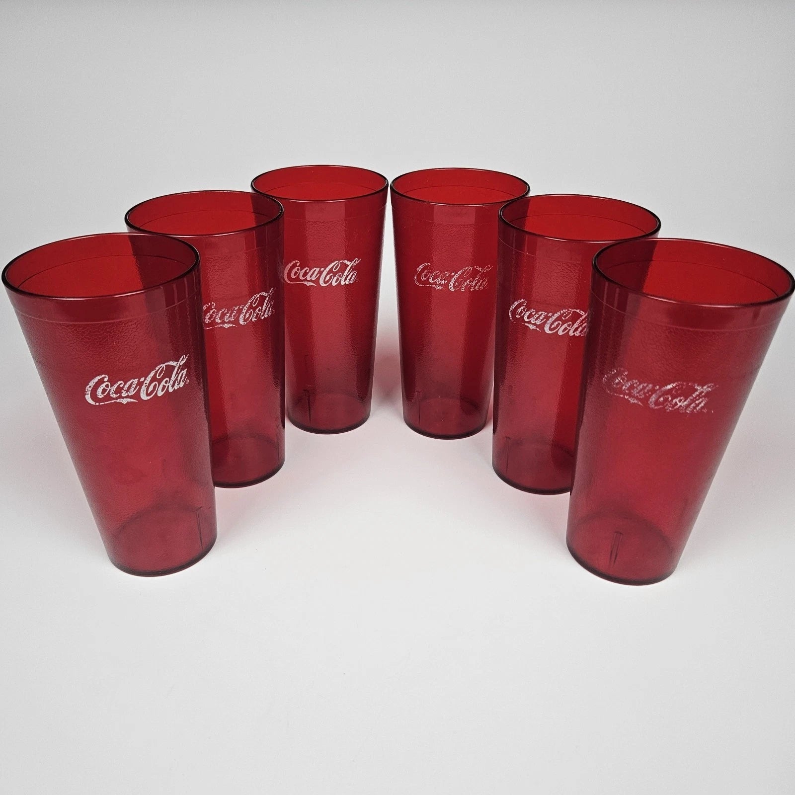 Coca-Cola Coke Ruby Red Plastic Tumblers Set of 6 - 20oz Cups Restaurant READ | eBay
