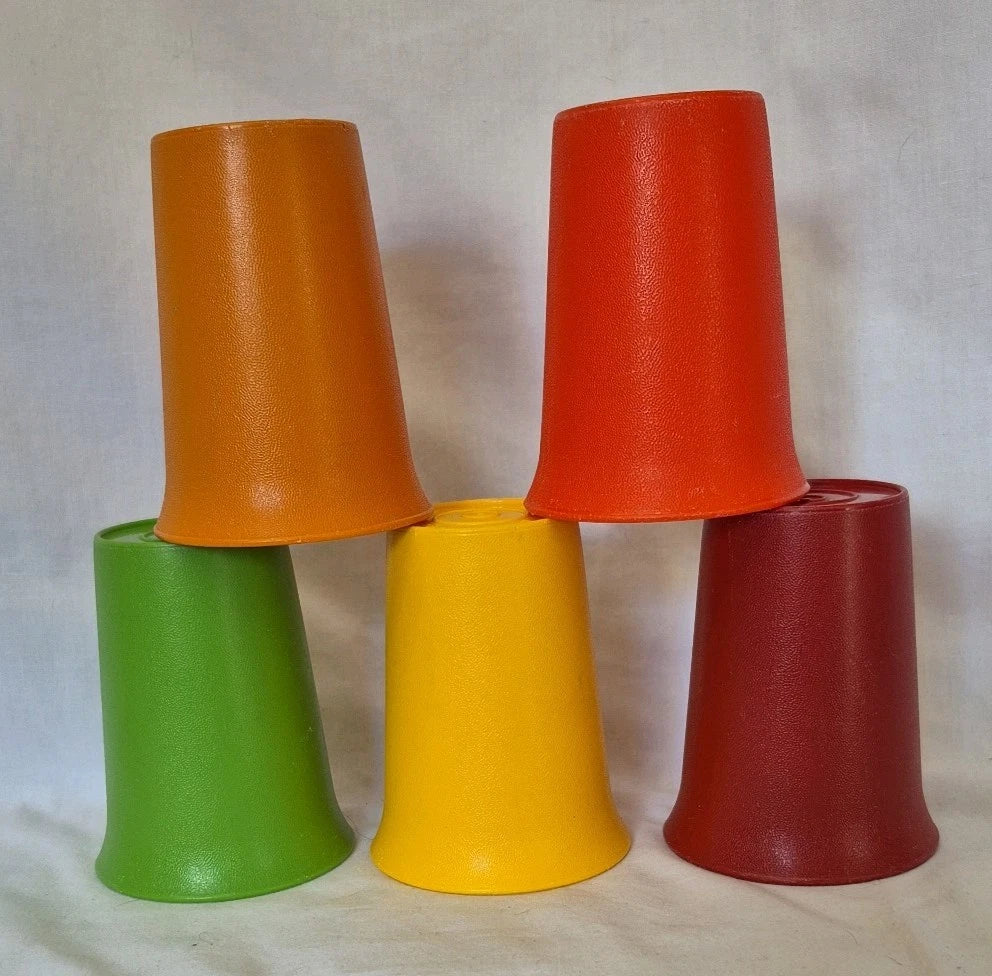 Lot of 5 Vintage Tupperware 8oz Drinking Cups Kids 109 Stacking Bell Tumblers | eBay
