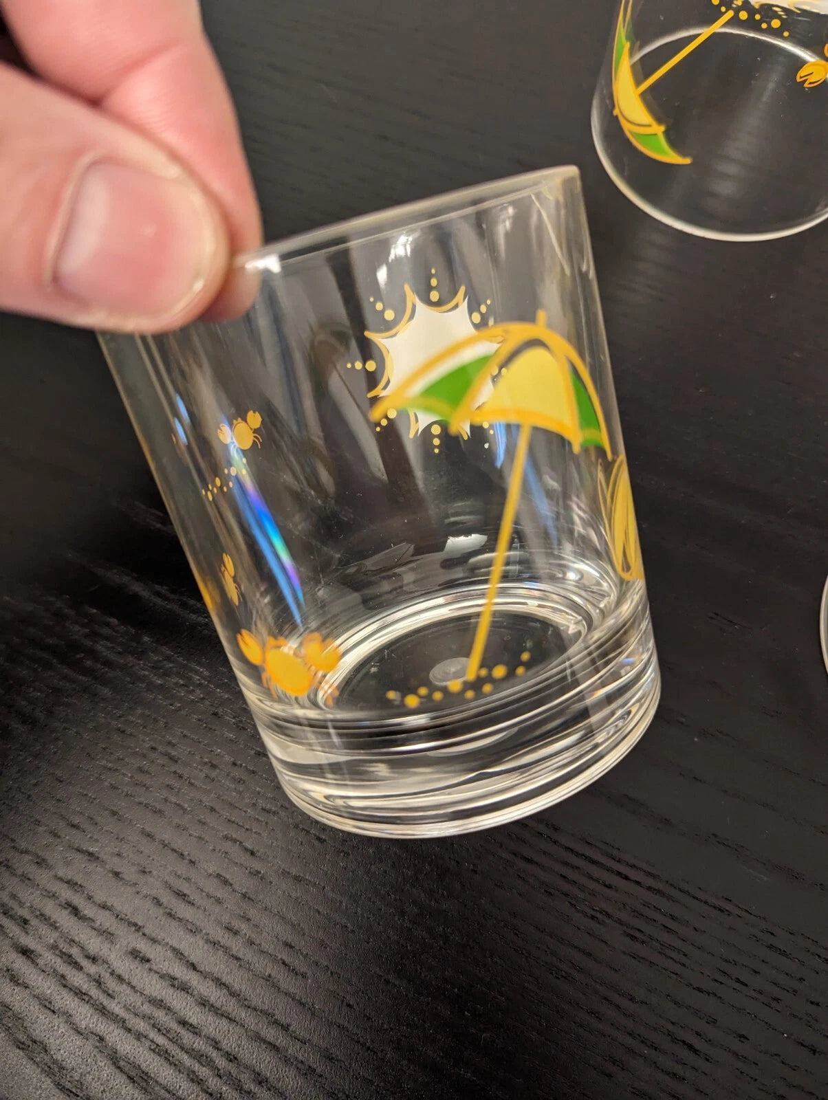 Set of 6 plastic glasses tumblers Sun Beach Ball Umbrella Crabs 4” yellow green | eBay
