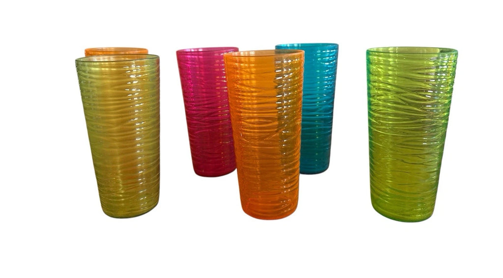 Set Of 5 MCM Acrylic Ribbed 7” Tall Tumblers | eBay