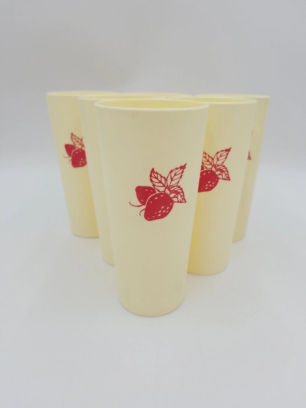 Vintage Nasco Japan Set of 6 Plastic Strawberry Drinking Tumbler Cups Cream/Red | eBay