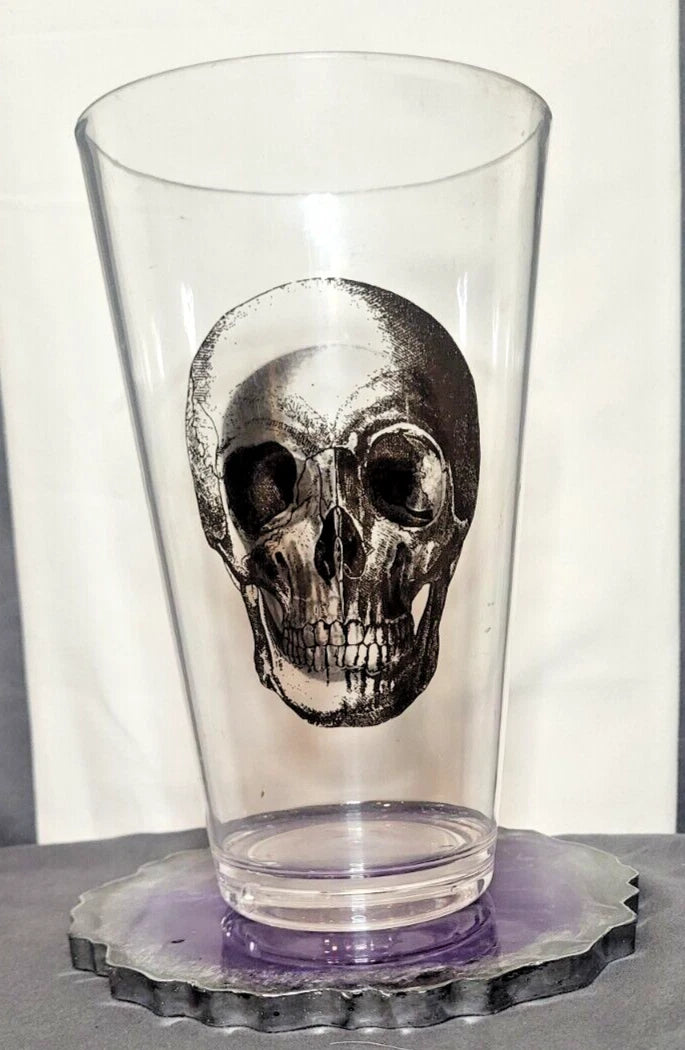 Set of 4 Skull-Print Plastic Tumblers | Gothic Barware | Pint + Rocks Cups | eBay