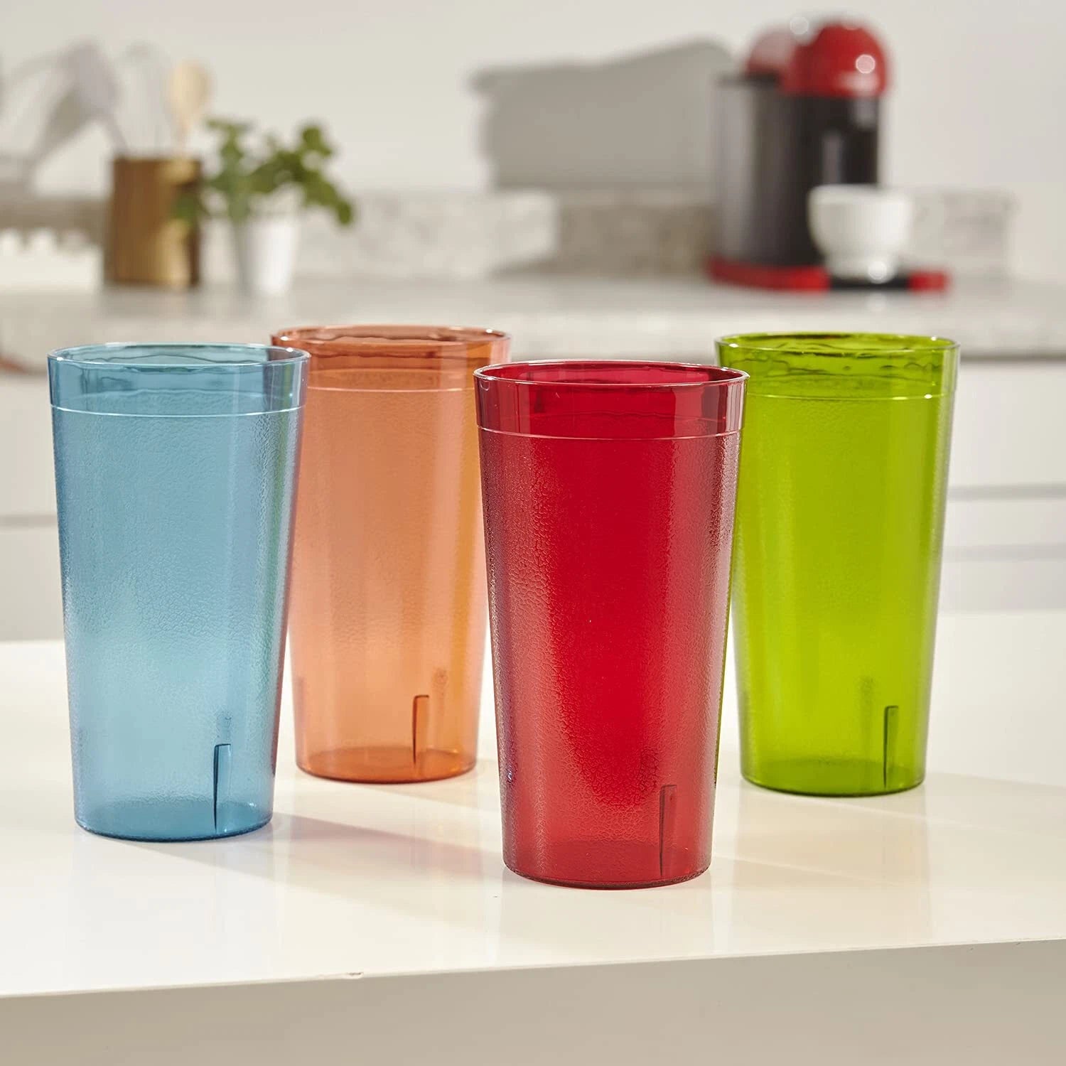 Cafe Plastic Reusable Tumblers set Of 16 20ounce Water Cups Assorted Colors | 674894969943| eBay