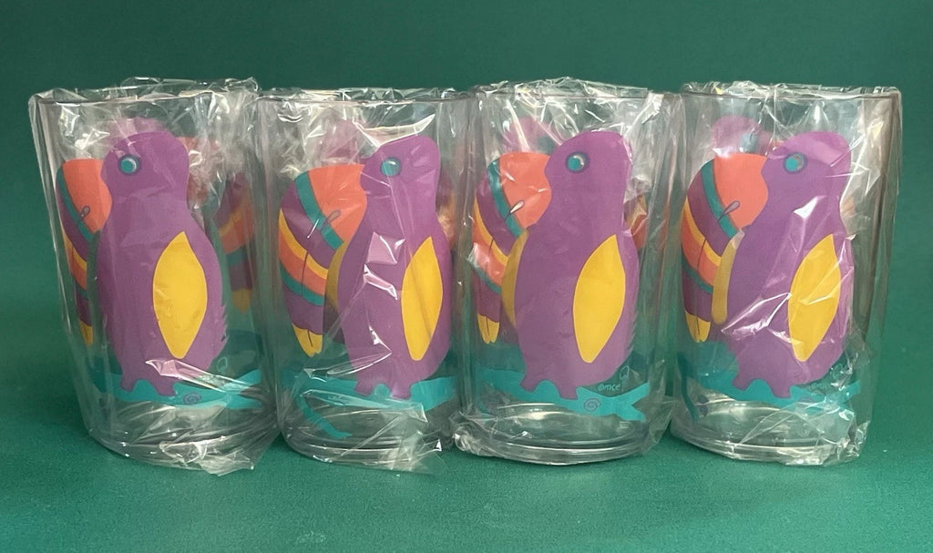 1990s Paradise Beach Club Acrylic Ice Tea Glasses Toucan Design 22oz, Lot of 4 | eBay