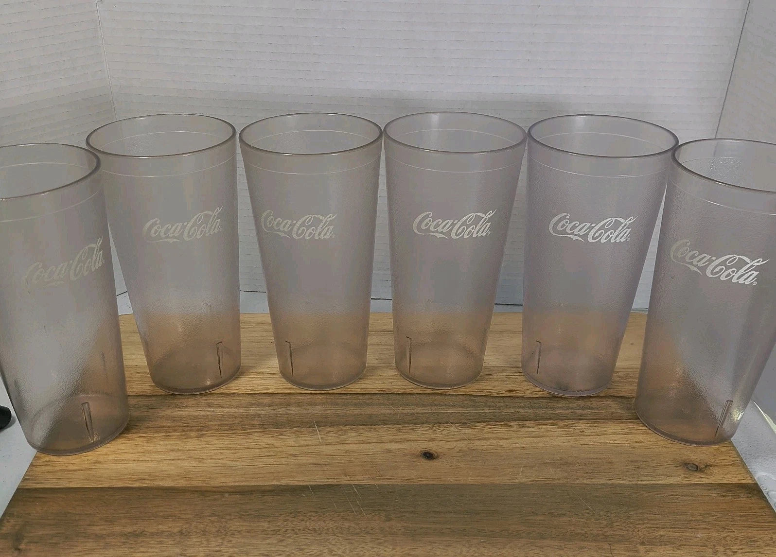 Lot of 6 Coca-Cola 24oz Clear Plastic Restaurant Cups Carlisle USA Vintage | eBay