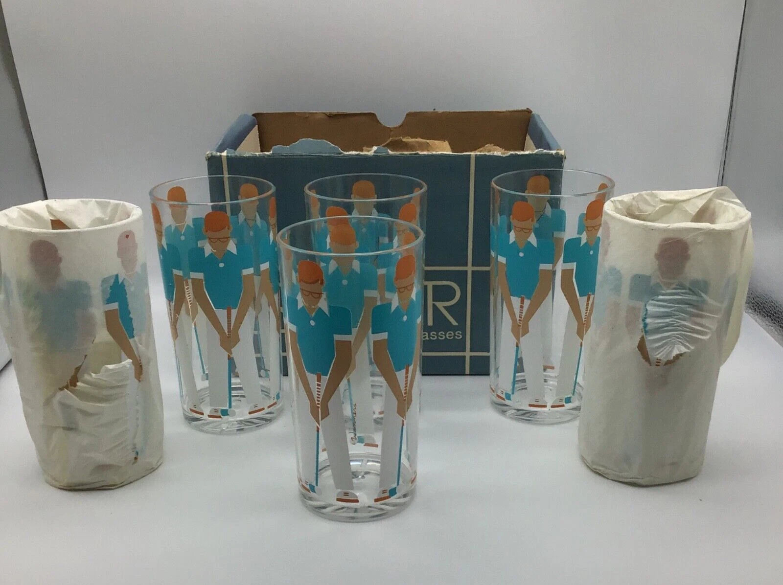 Stotter Golf Theme Large Plastic Glasses Set Of 6 New In Original Box 20 Ounce | eBay