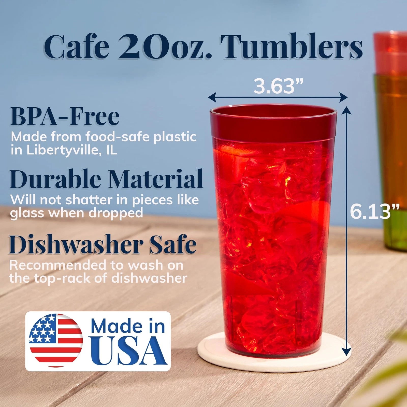 US Acrylic Cafe Plastic Reusable Tumblers (Set of 16) 20-ounce Water Cups Ass... 674894969943| eBay