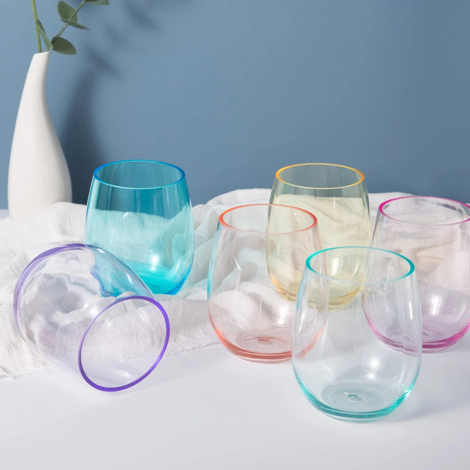 Unbreakable 18-ounce Acrylic Stemless Wine Glasses, set of 6 Mutlicolor | eBay