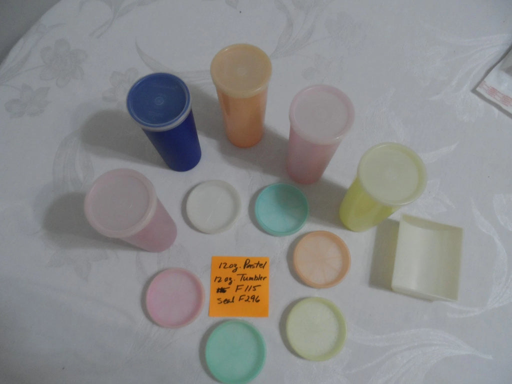 Vintage Tupperware 6" Pastel Tumblers Set of 5 - 12 oz with 6 coasters | eBay