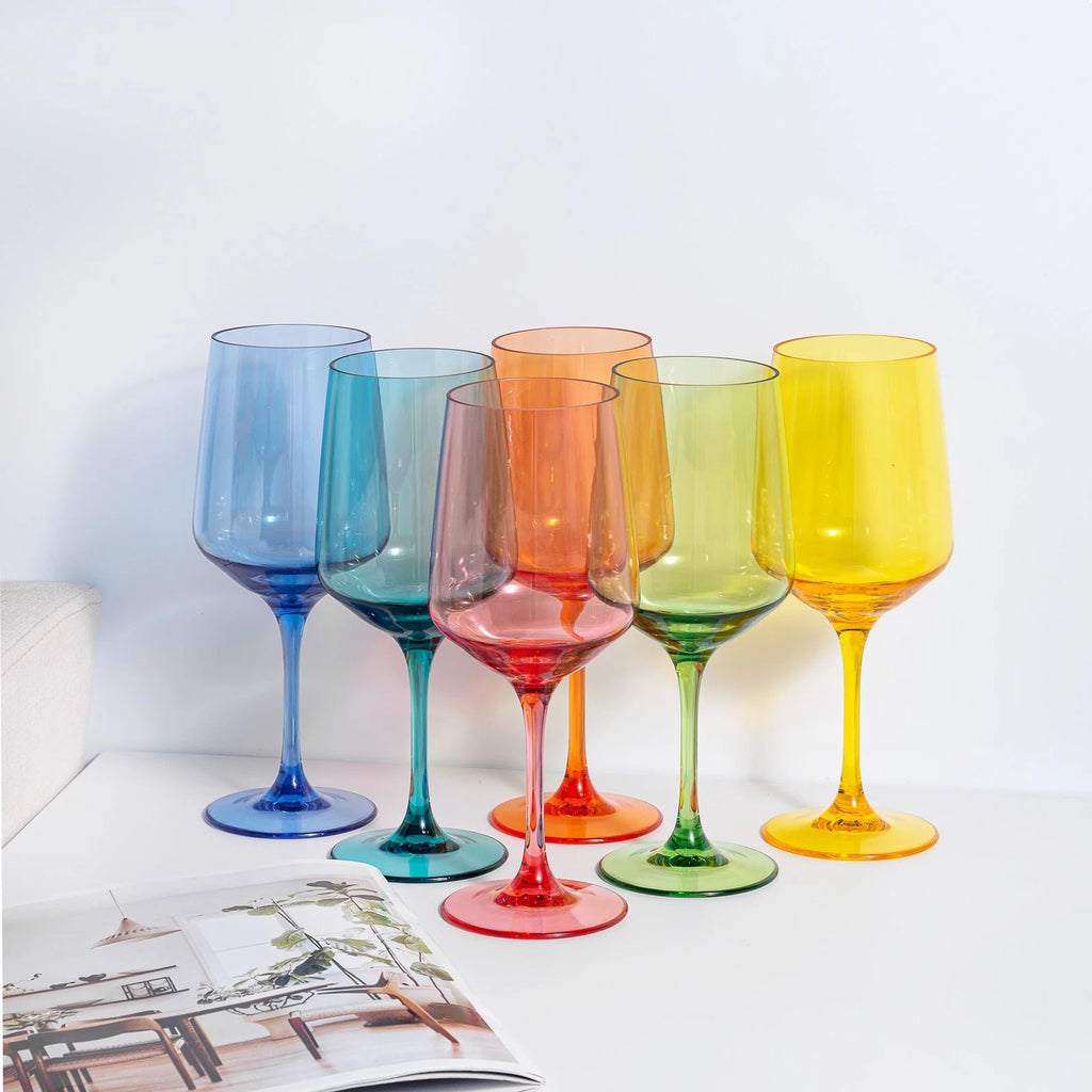 KOXIN-KARLU 18oz Unbreakable Acrylic Wine Glasses, Multicolor Set of 6 | eBay