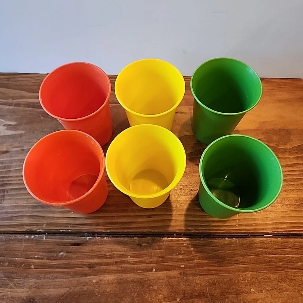 Set of 6 Vintage Tupperware Bell Tumbler Kids Cups #109 Green Yellow Red Plastic | eBay
