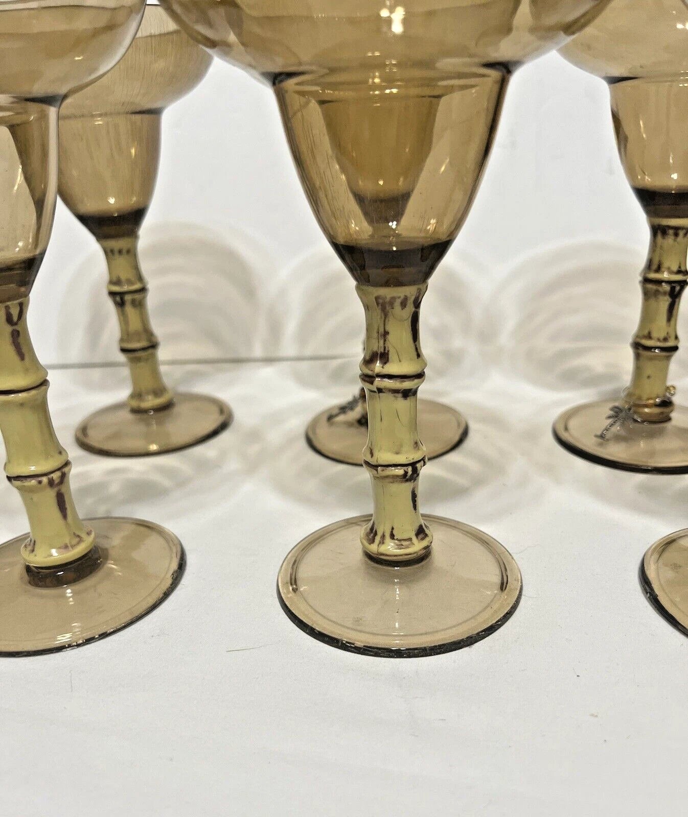 Set of 6 Acrylic Tiki Margarita Drink Glasses Bamboo Design Stem 7" h x 4.5" rim | eBay