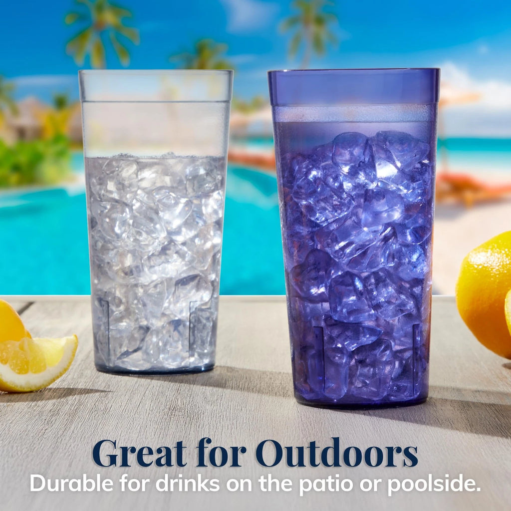 Cafe Plastic Reusable Tumblers (Set of 16) 20-ounce Water Cups Coastal Colors... | eBay
