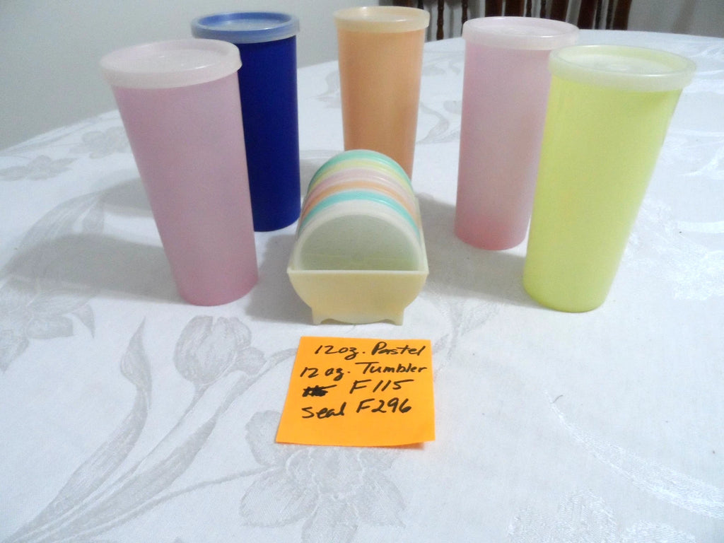 Vintage Tupperware 6" Pastel Tumblers Set of 5 - 12 oz with 6 coasters | eBay