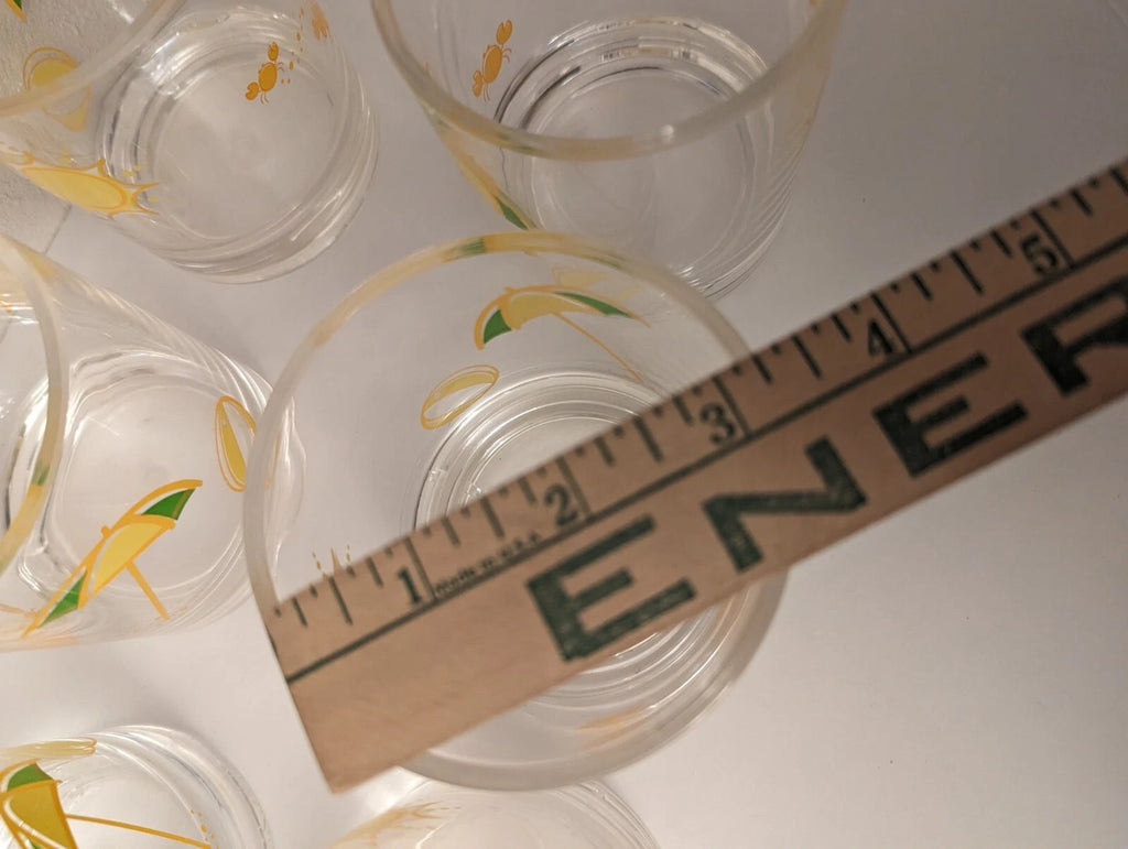 Set of 6 plastic glasses tumblers Sun Beach Ball Umbrella Crabs 4” yellow green | eBay