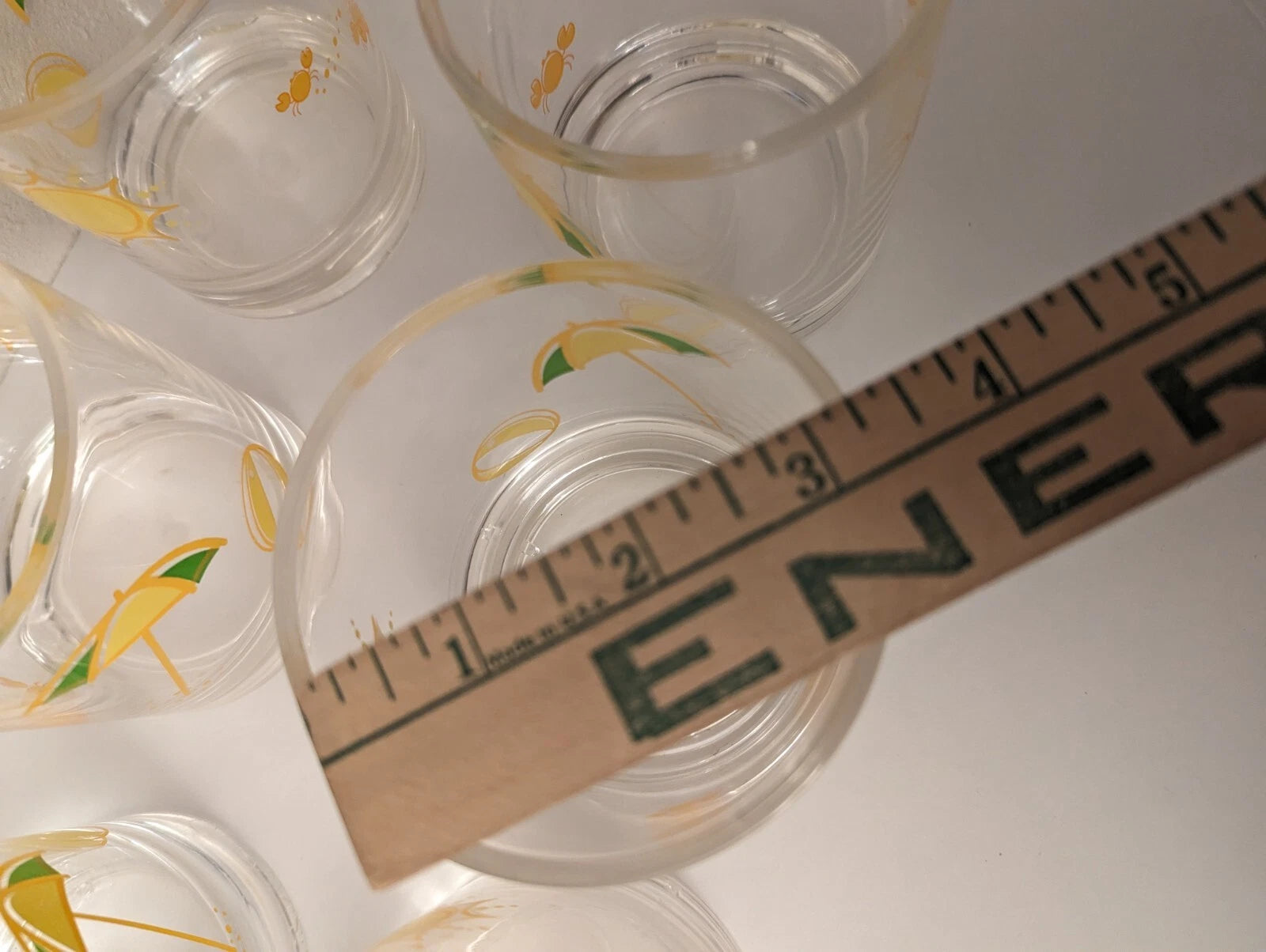 Set of 6 plastic glasses tumblers Sun Beach Ball Umbrella Crabs 4” yellow green | eBay