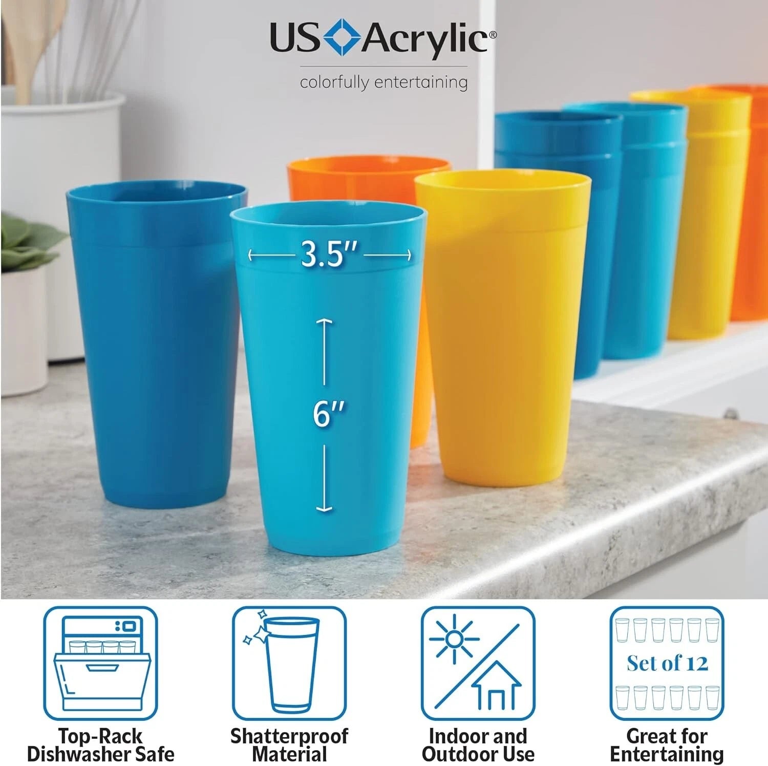 Plastic Water Tumblers 20oz Stackable Reusable BPA-Free Indoor Outdoor Set of 12 | eBay