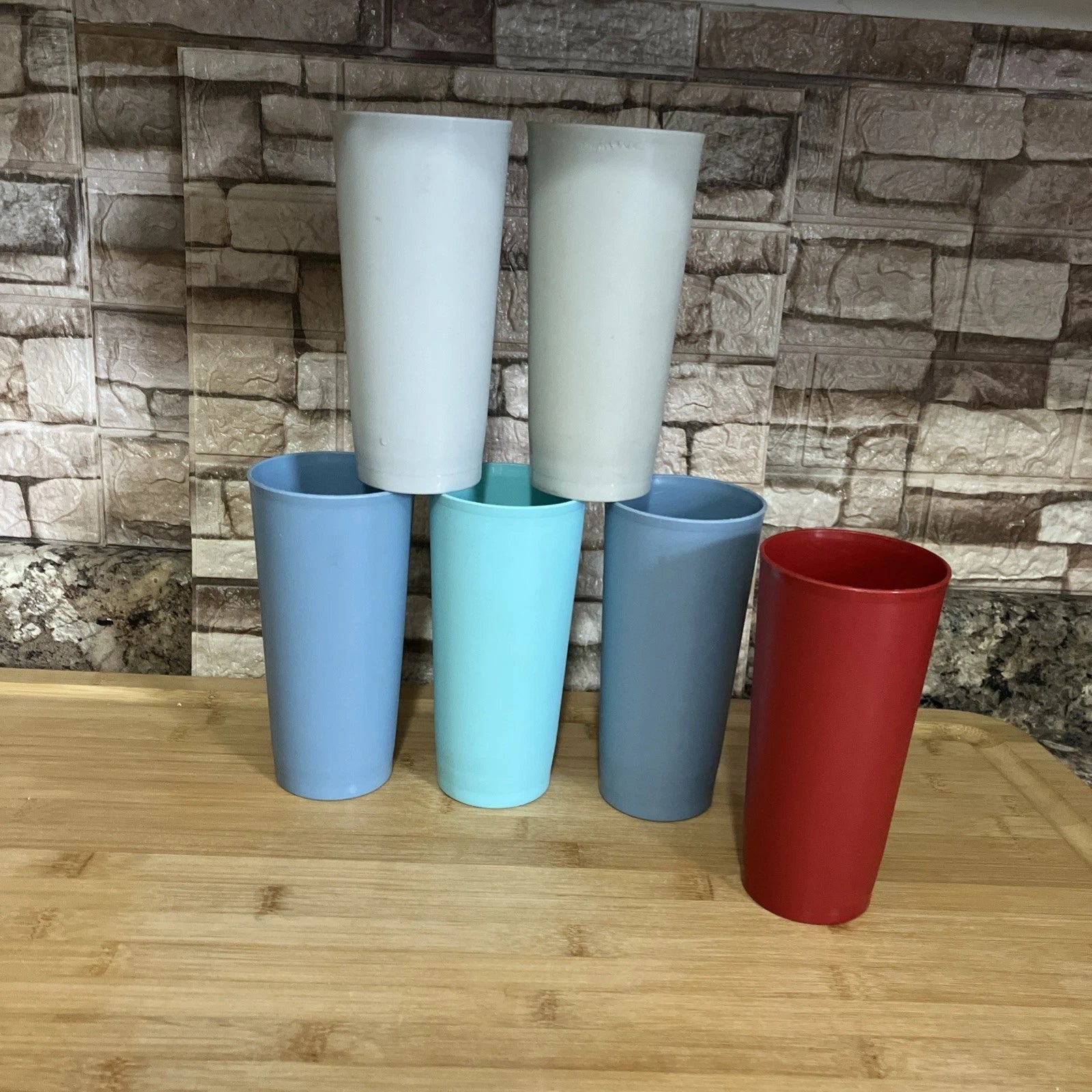 Tupperware Drink Beverage Tumblers Glasses 1348 Set of 6 Vintage Stackable 16 Oz | eBay