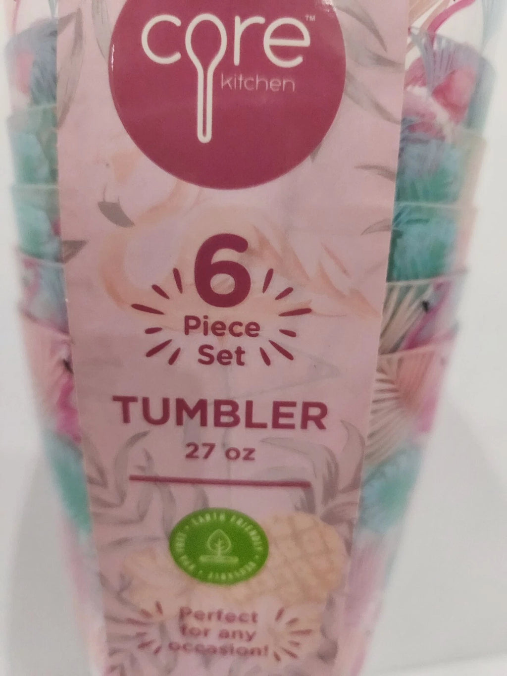 Core Kitchen Pink Flamingo Plastic Tumblers Glasses INDOOR/OUTDOOR 27oz | eBay