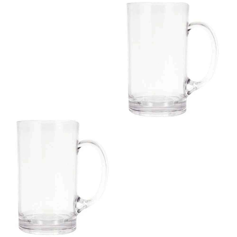 Set of 2 Transparent Beer Mug Tall Mugs with Handle Coffee Clear Drinking Cup | eBay