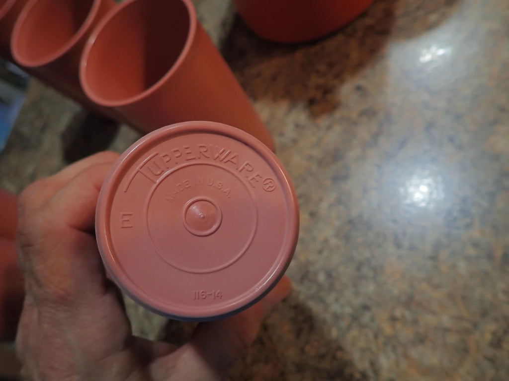 Set of 6 Tupperware Pastel Plastic Tumblers 9oz Cups #116 5" Tall Salmon Pink | eBay