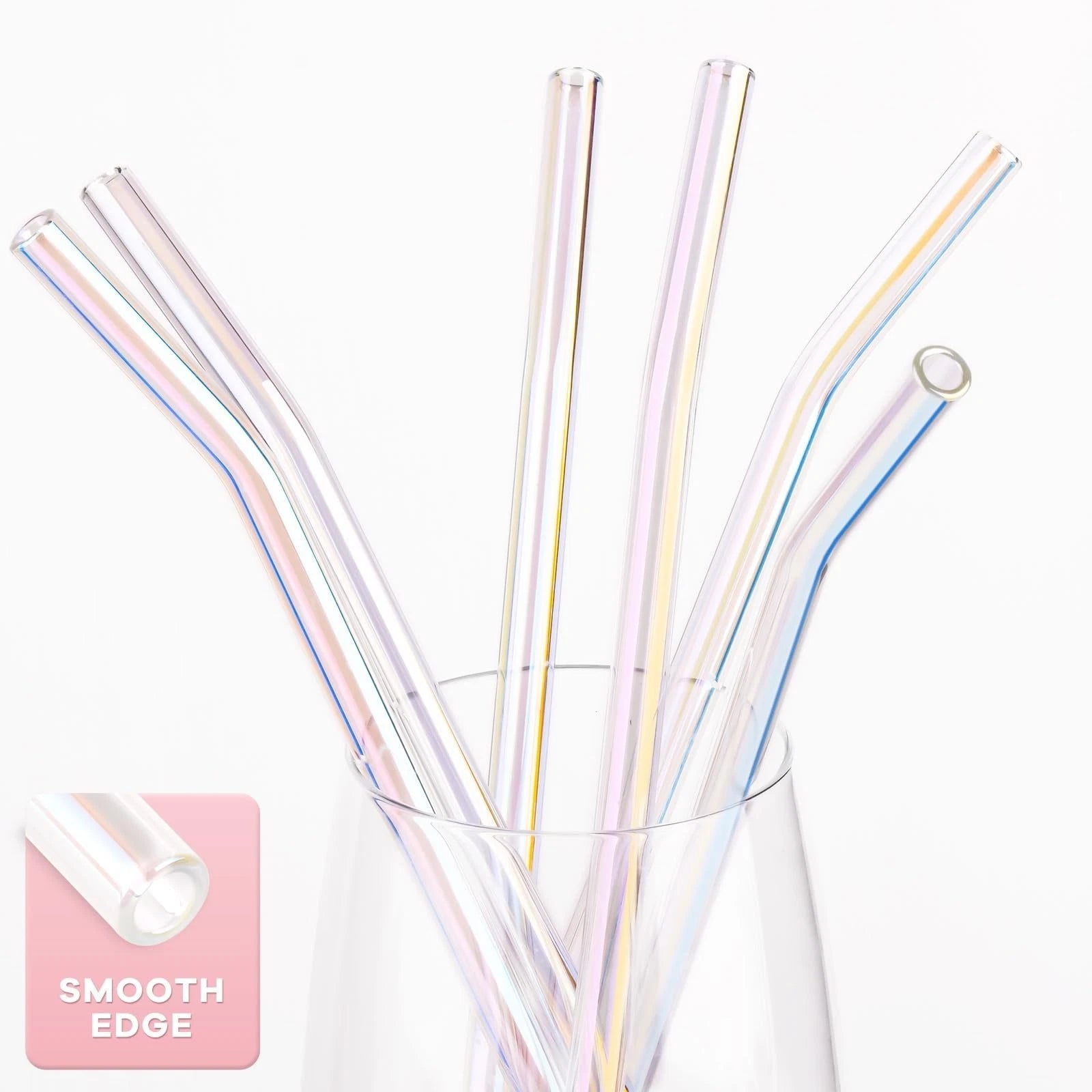 NiHome Reusable Glass Drinking Straws Clear 12-Pack, 8"x0.3" Set of 6 Straigh... | eBay