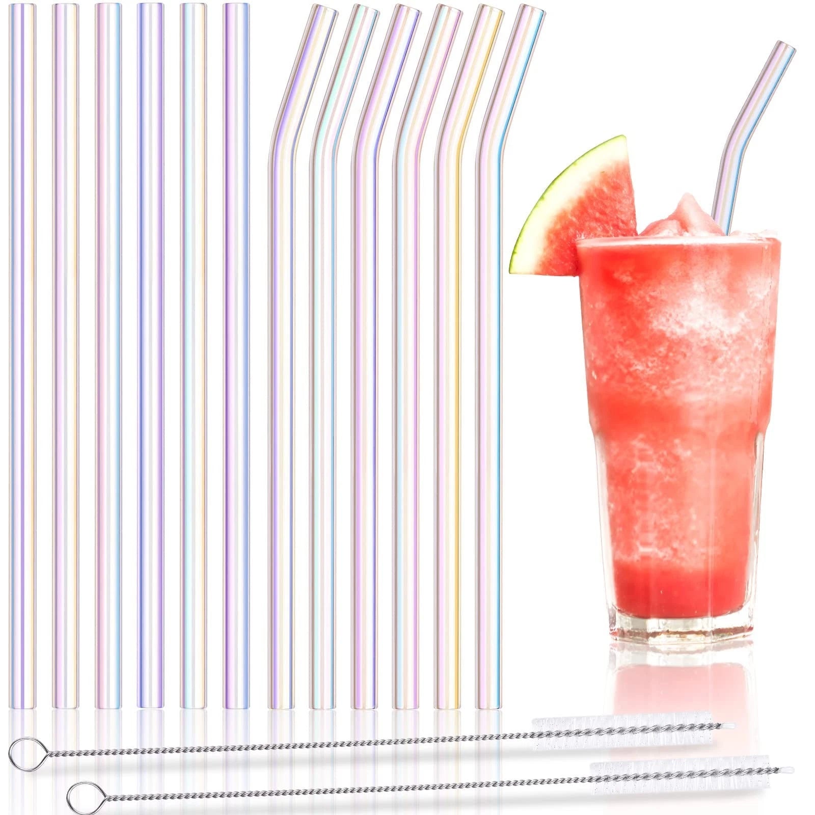 NiHome Reusable Glass Drinking Straws Clear 12-Pack, 8"x0.3" Set of 6 Straigh... | eBay