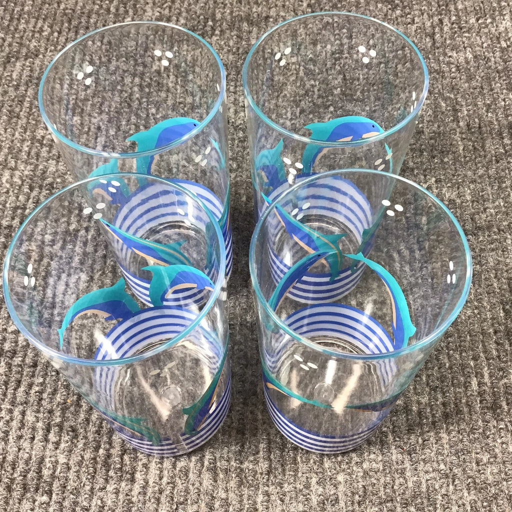 Vtg 1986 Aladdin Kalor 16 oz. Dolphin￼ Design Set Of 4 Acrylic Highball Glasses | eBay