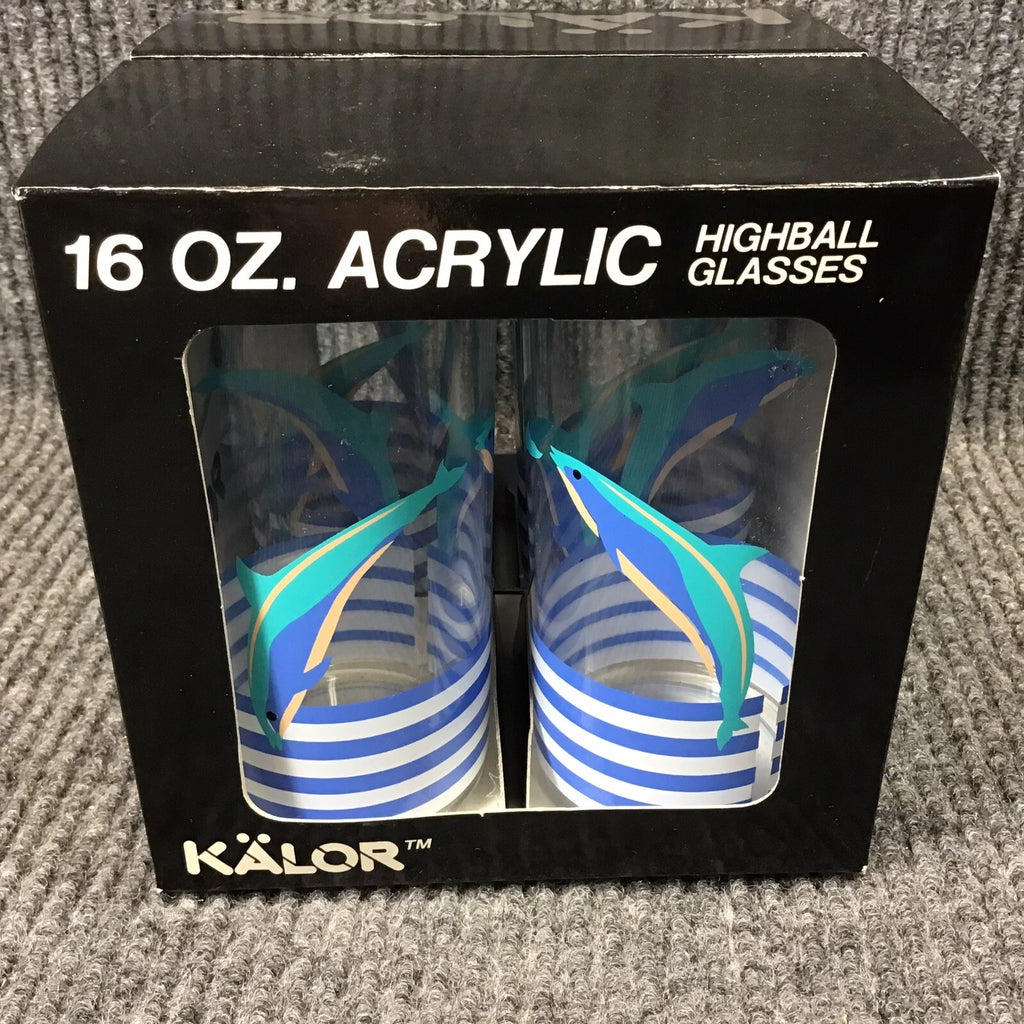 Vtg 1986 Aladdin Kalor 16 oz. Dolphin￼ Design Set Of 4 Acrylic Highball Glasses | eBay