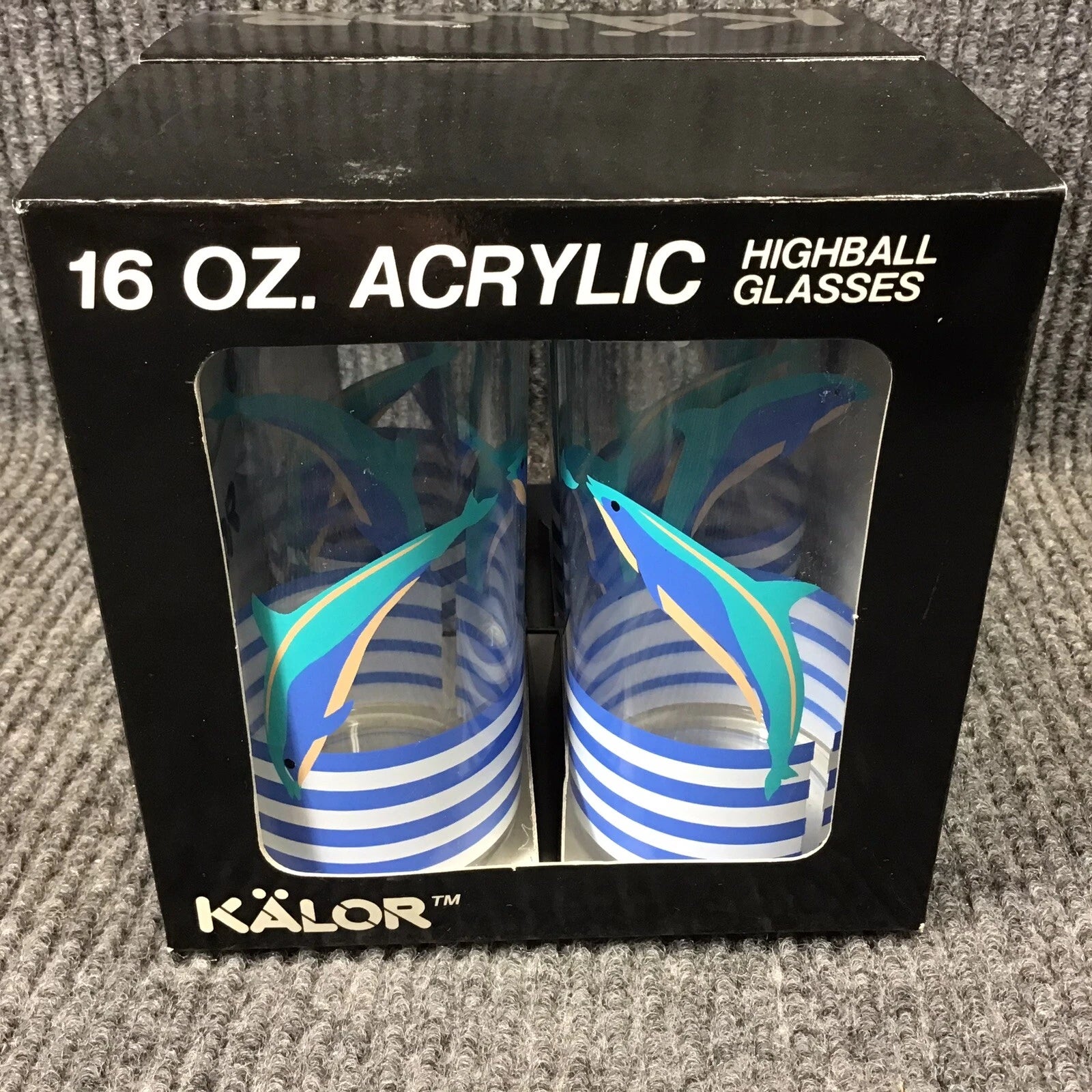Vtg 1986 Aladdin Kalor 16 oz. Dolphin￼ Design Set Of 4 Acrylic Highball Glasses | eBay