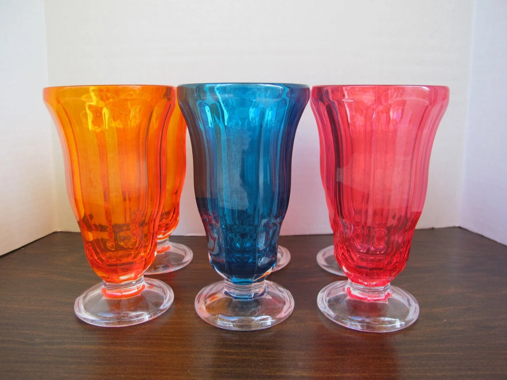 Whimsical Lucite Jewel Toned Tall Set of 6 Ice Cream Parlor Cups | eBay