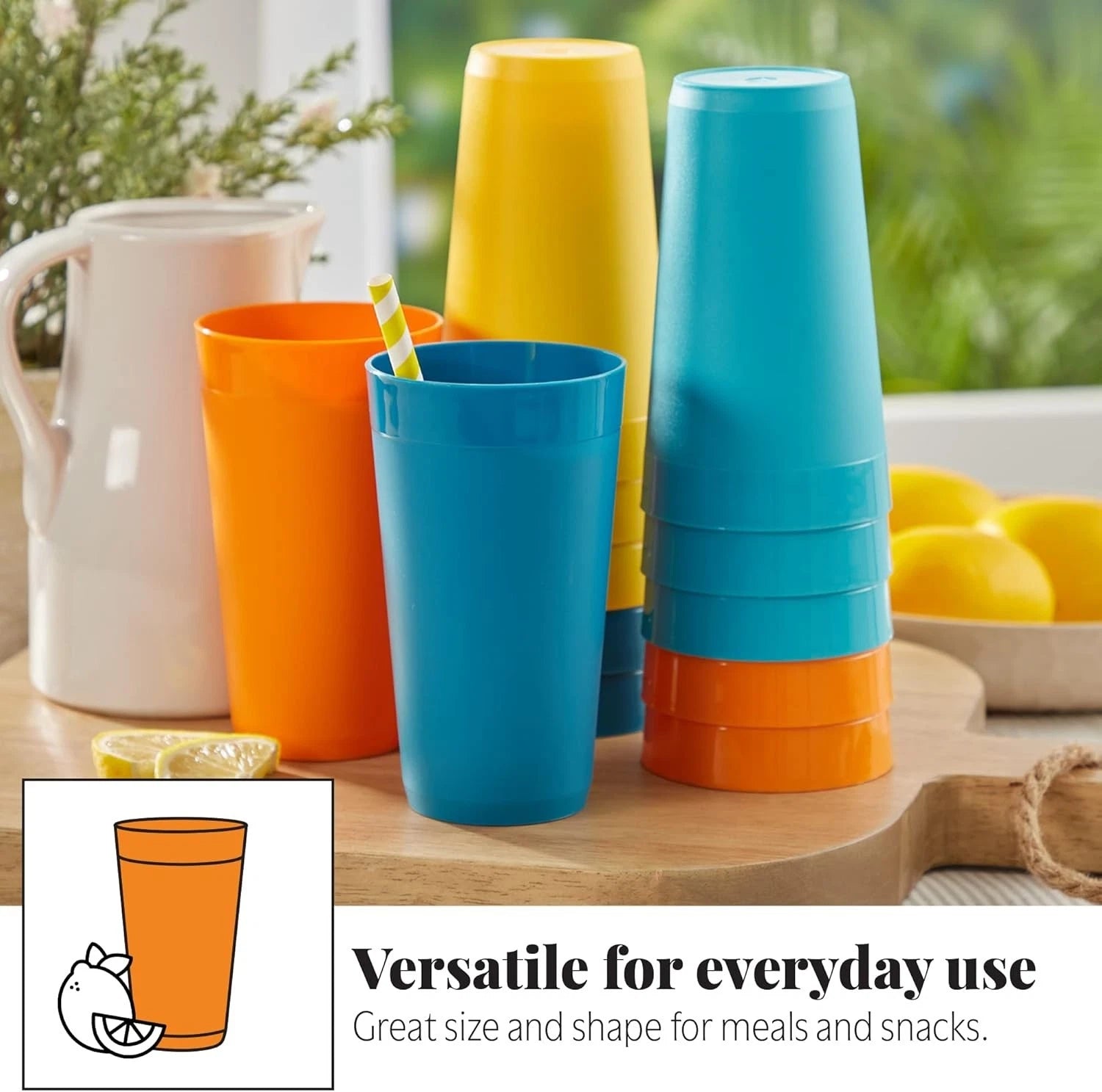 Reusable 20oz Stackable Plastic Tumblers - Set of 12 BPA-Free & Dishwasher Safe | eBay
