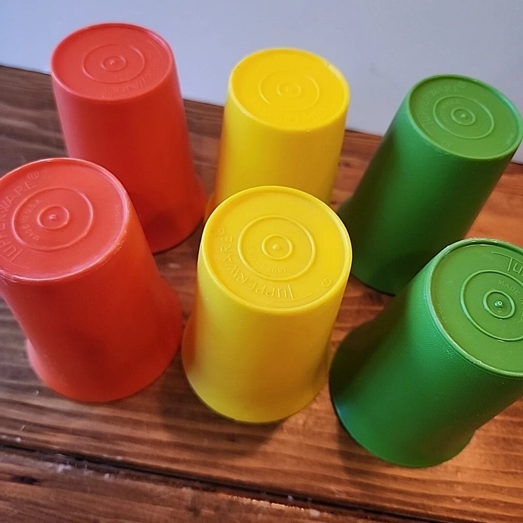 Set of 6 Vintage Tupperware Bell Tumbler Kids Cups #109 Green Yellow Red Plastic | eBay