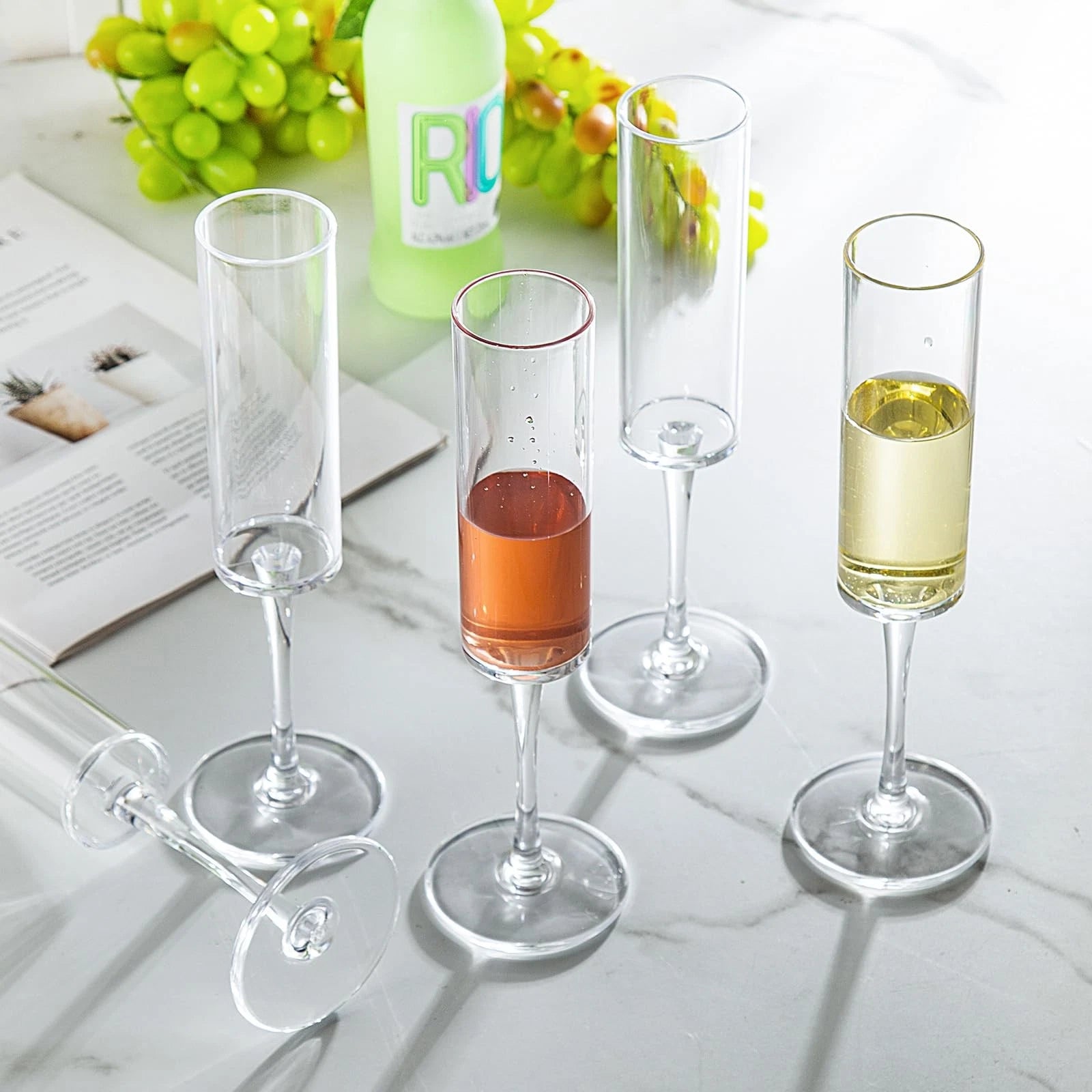 Set of 12 Unbreakable Plastic Champagne Flutes, 6 oz Toasting Glasses | eBay